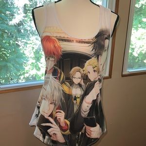 Mystic Messenger multi color graphic print racerback tank top size S!